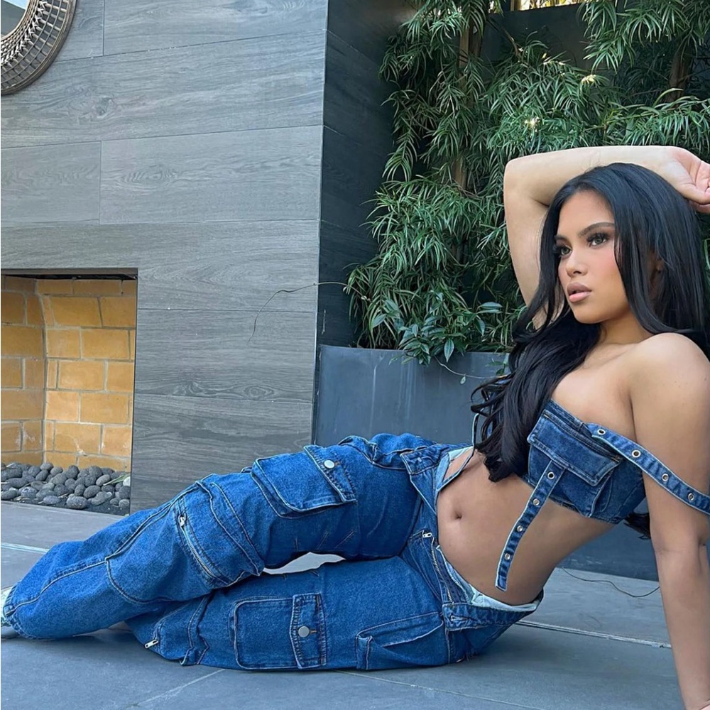 Blue jeans cargo pants